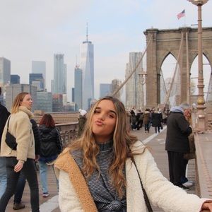 grey and white stripped sweater